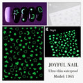 1 Sheet Glow Dark Nail Art Sticker Snowflake Flame Old English Qme 1045