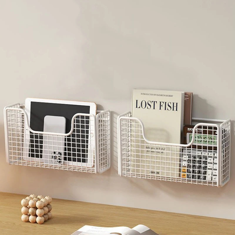 Punch-free Kitchen Cabinet Door Storage Box Iron Rack Wall-mounted Cabinet Plastic Wrap Rack Bathroom Refrigerator Rack Qme