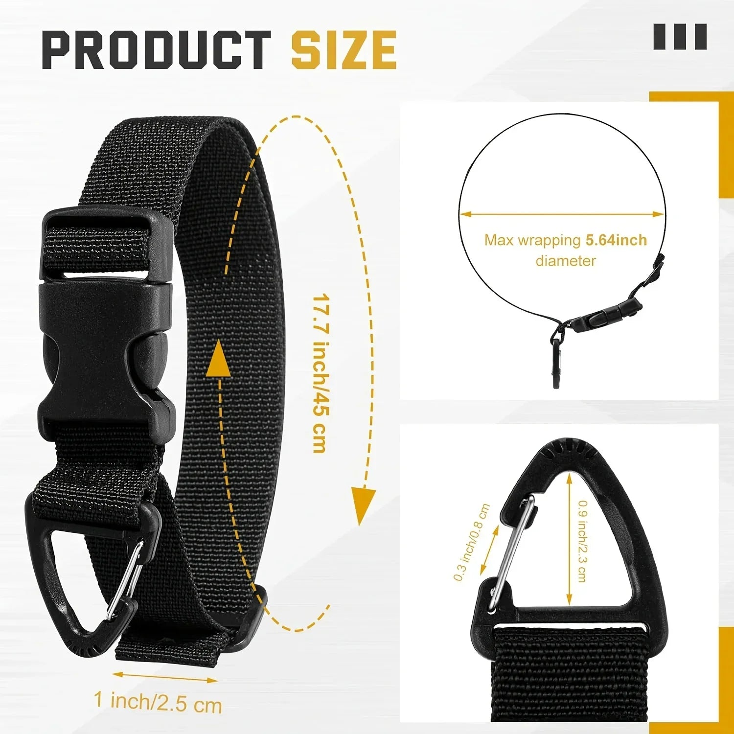 45cm Black Adjustable Extension Cord Organizer Heavy-Duty 3-Axis Buckle Storage Strap for Workshop Garage Cable Management Qme