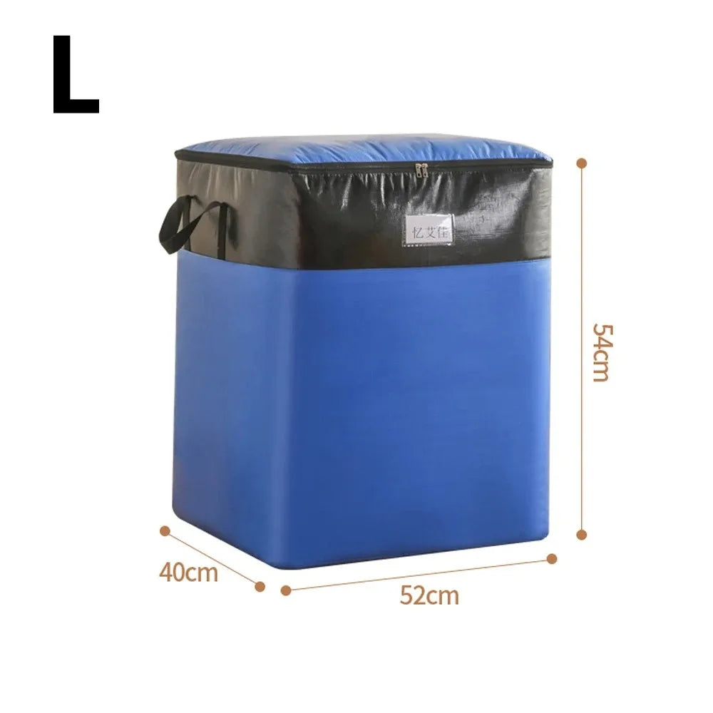 Thickened Eco-friendly Luggage Bag Waterproof Woven Bag Transfer Storage Wear-resistant Bag Large Capacity Foldable Moving Bag Qme Blue L 104L