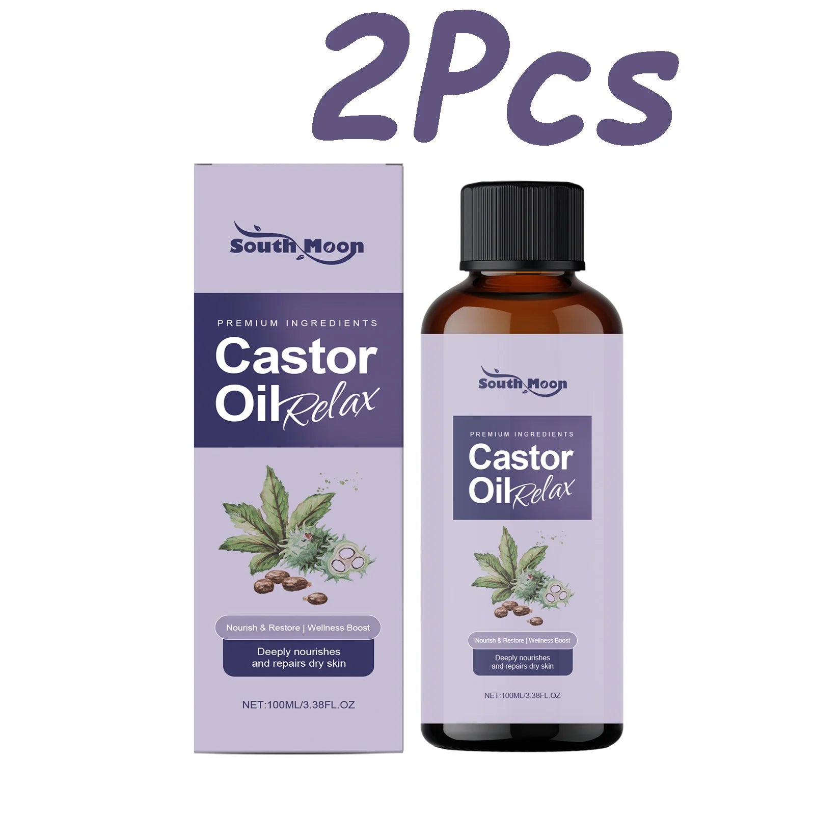 Castor Body Oil Deep Nourishing Firming Soften Smoothing Skin Relaxing Sleep Aromatherapy Essential Oil Body Massage Oil Qme 2Pcs 100ml