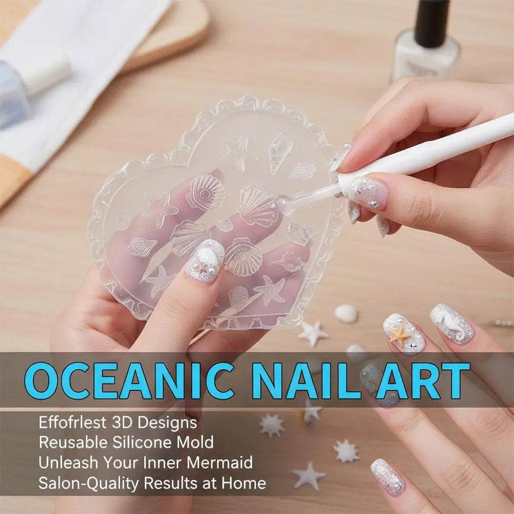 Marine Animals Design Nail Art Molds DIY 3D Summer Silicone Qme