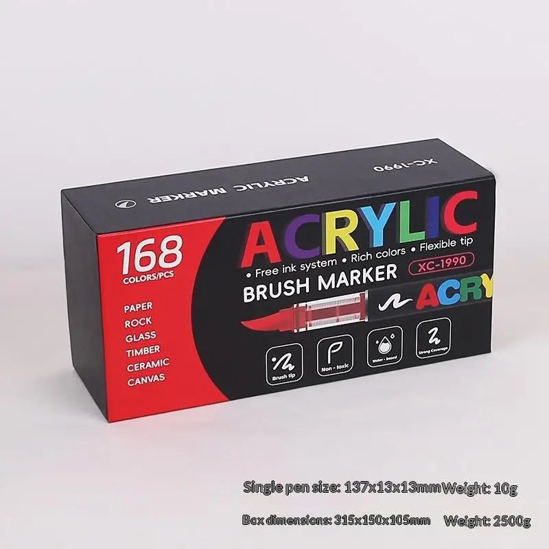 Acrylic Brush Markers Non Toxic Rich Colors Drawing Crafting Paper Qme D