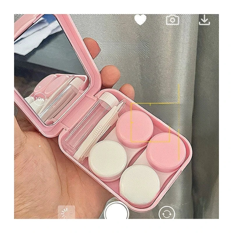 Hello Kitty Pink Sunglasses Case 2-Pack Color Contact Lens Case Cute Cartoon Contact Lens Case Qme