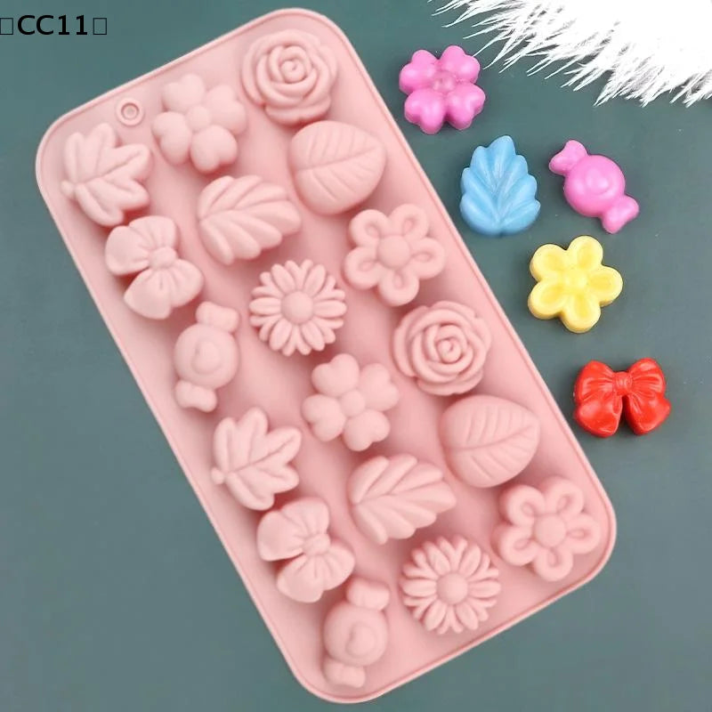 18Holes 3D Silicone Mold Daisy Tulip Flower Design Jelly Ice Pudding Qme