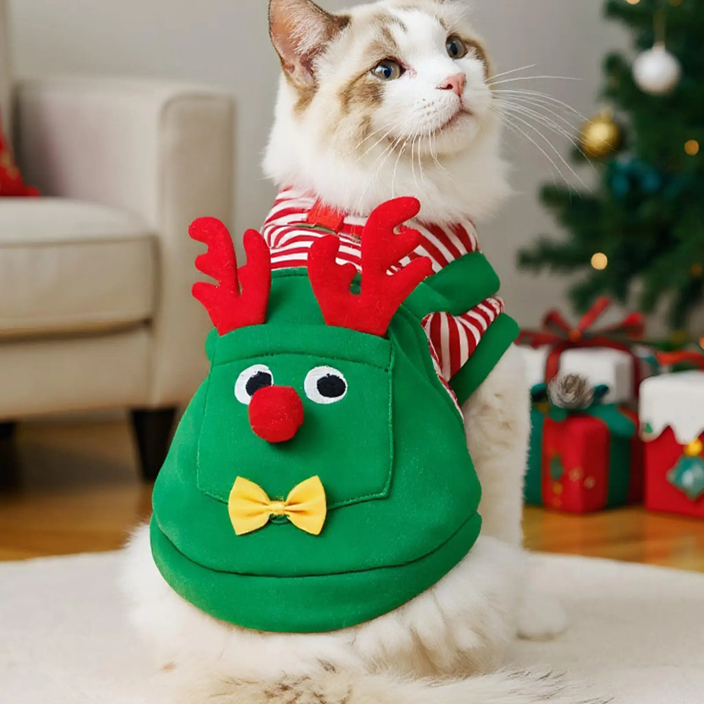 Christmas Outfits Dogs Reindeer Pet Dress Up Party Cats Gathering Qme