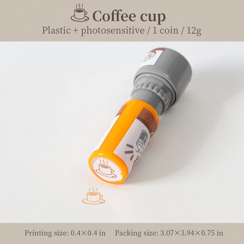 Cartoon Coffee Wooden Rubber Stamps Small Cute Life Travel Rubber Seal Scrapbooking Planner Decorative Stamp Stationery Korean Qme B