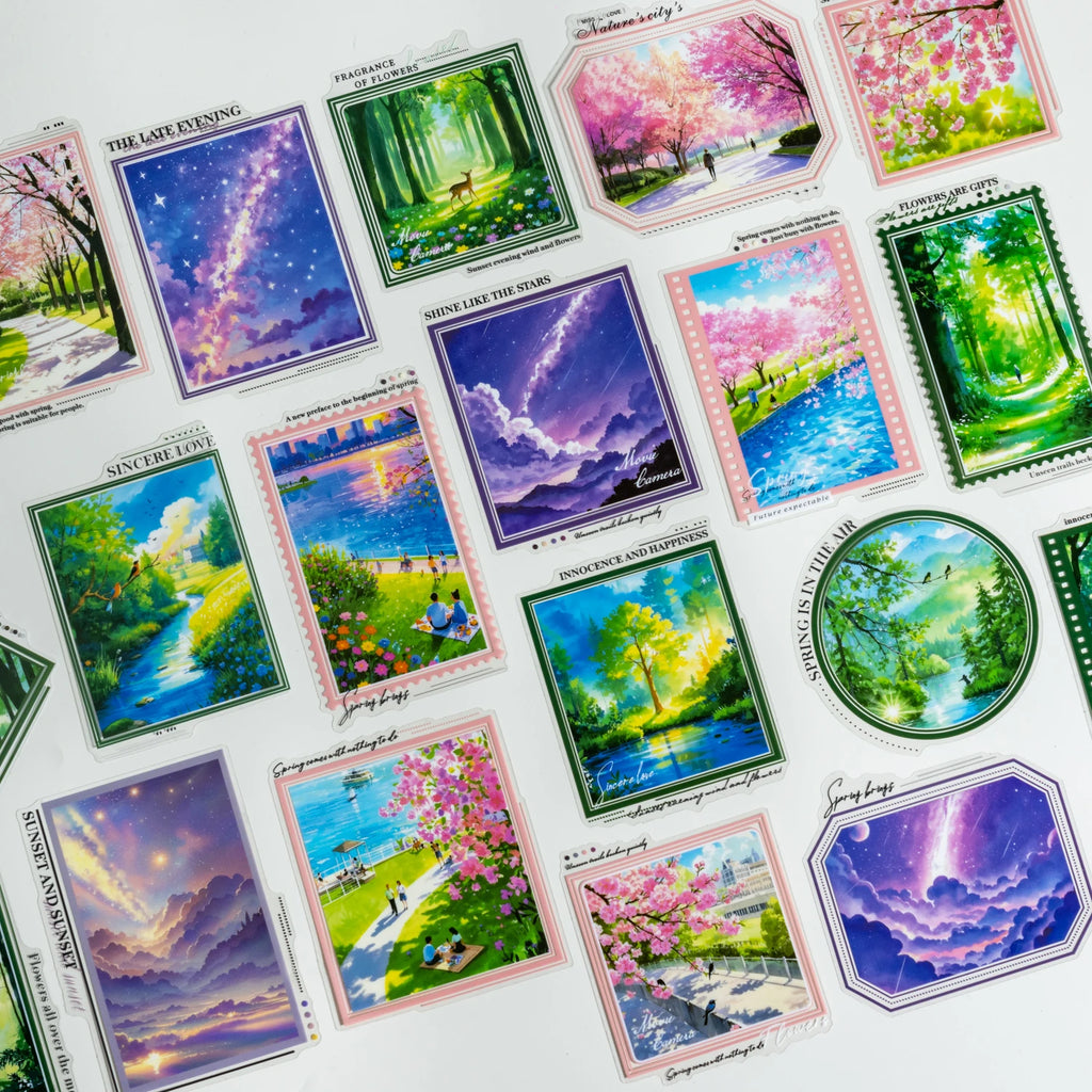 10 pcs/pack Night view of the city Theme PET Sticker Pack DIY Scrapbooking Collage Diary Aesthetics Decor Stationery Stickers Qme