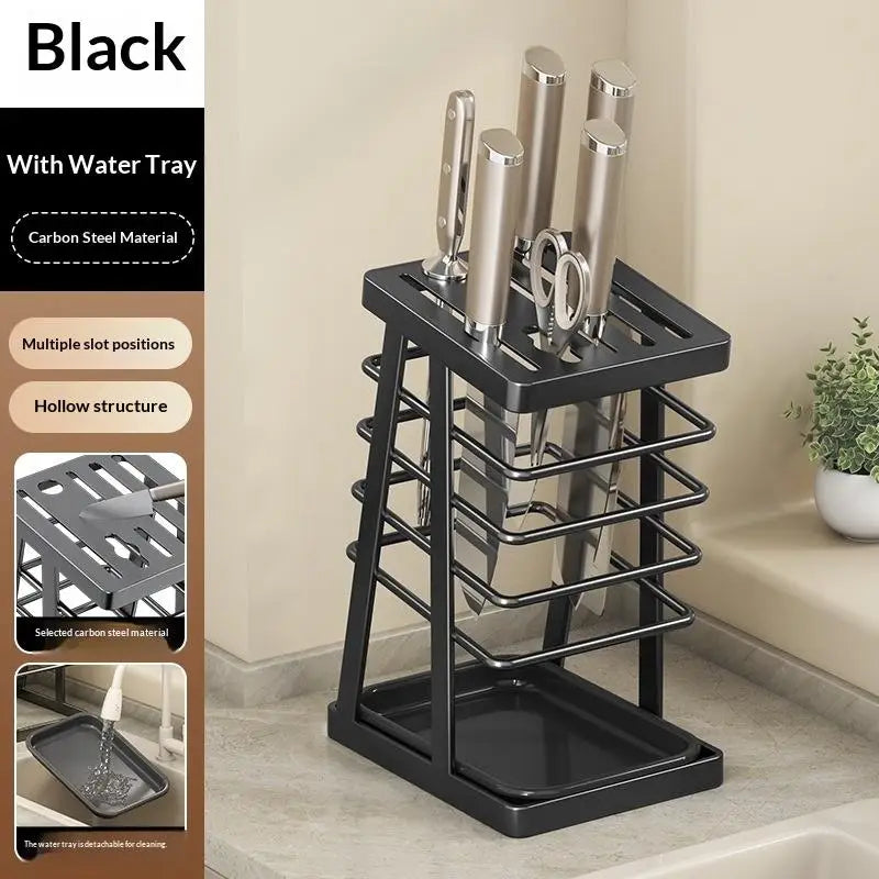 Kitchen Utensils Storage Holder Square Space Saving Cutting Tool Rack Qme Black