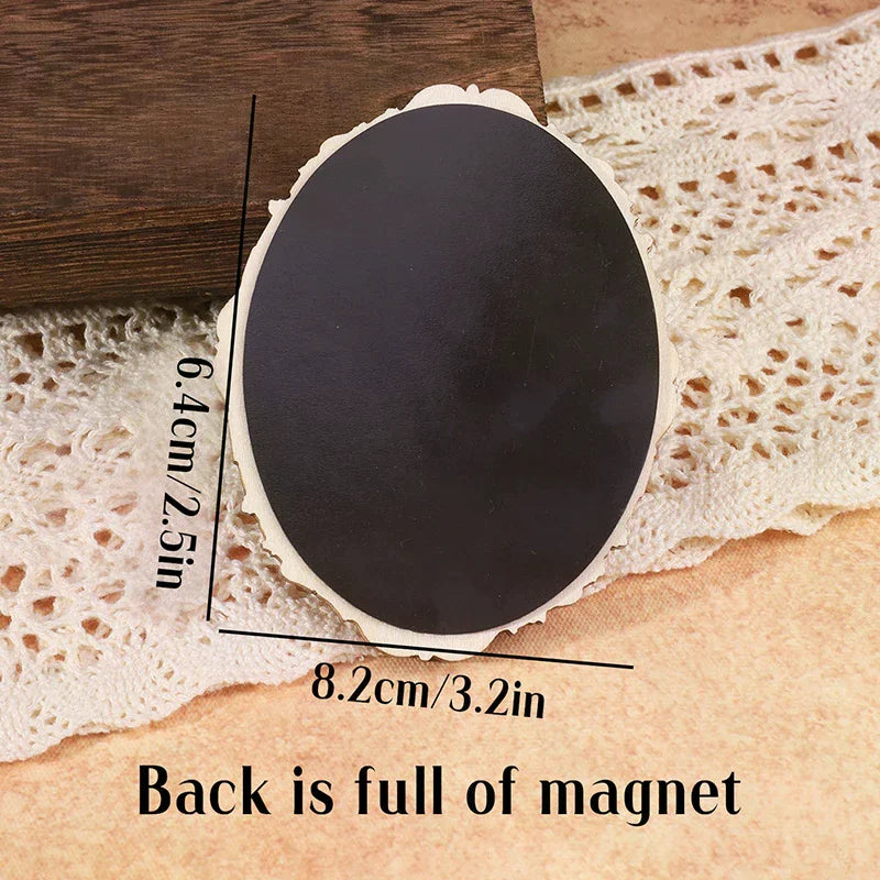 Mini Oval Retro Wooden Photo Frame Fridge Magnet Funny Cat Haircut Qme