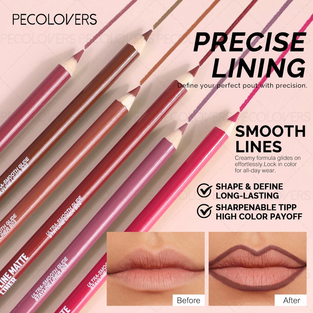 Perfect Matte Lip Liner Pencil Define Lines Easy Slide Natural Tones Qme