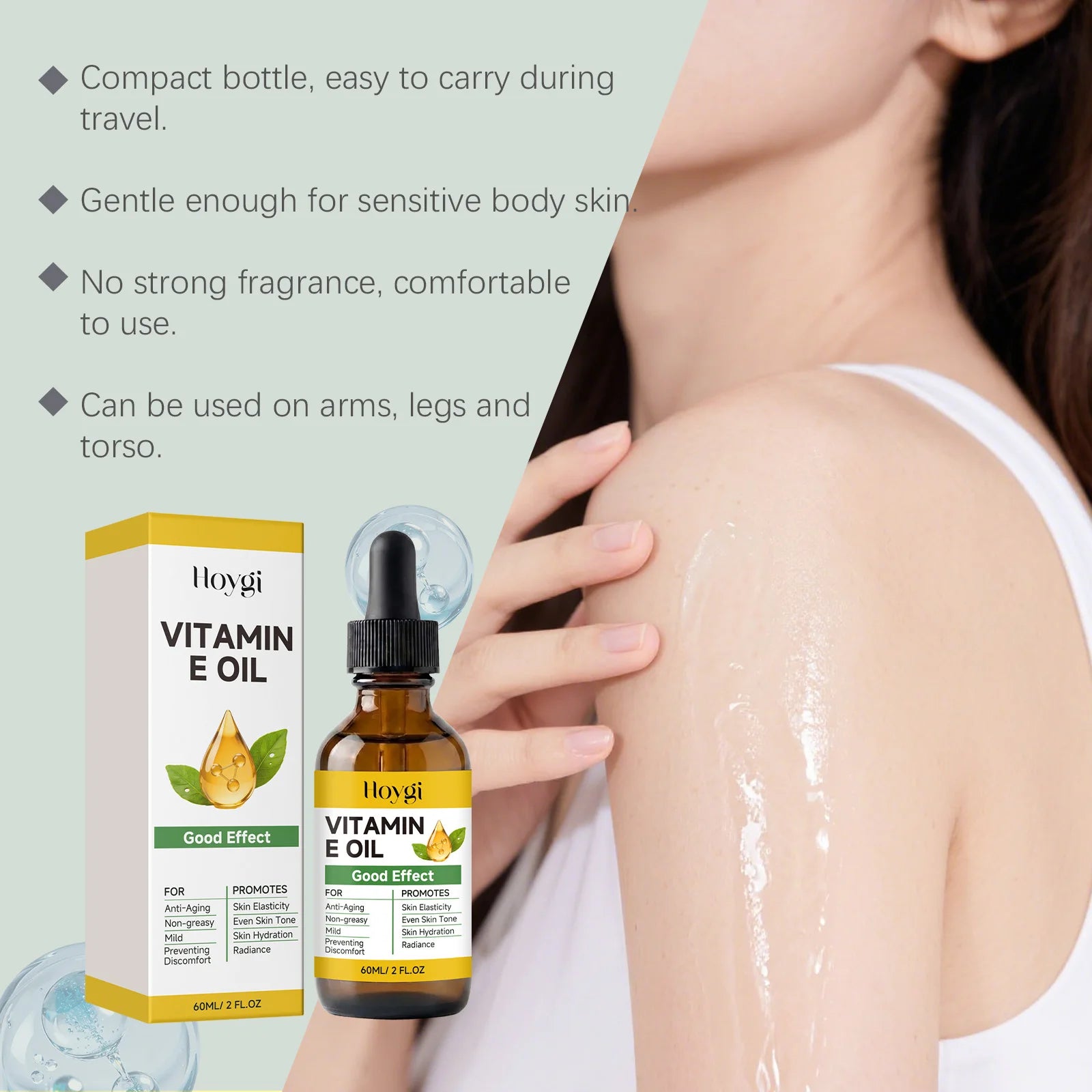 Vitamin E Oil Moisturizing Firming Improves Skin Softness Brightens Skin Tone Hydration Oil for Face Body Hands Nails & Hair Qme