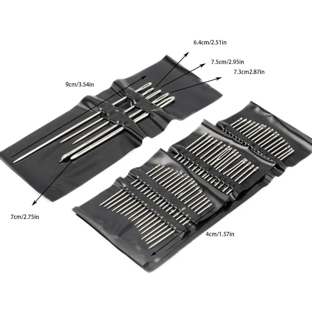 3set Stainless Steel Hand Sewing Needle Set, Big Eye Embroidery Needle, Various Sizes, High-end Needle Embroidery Craft Supplies Qme