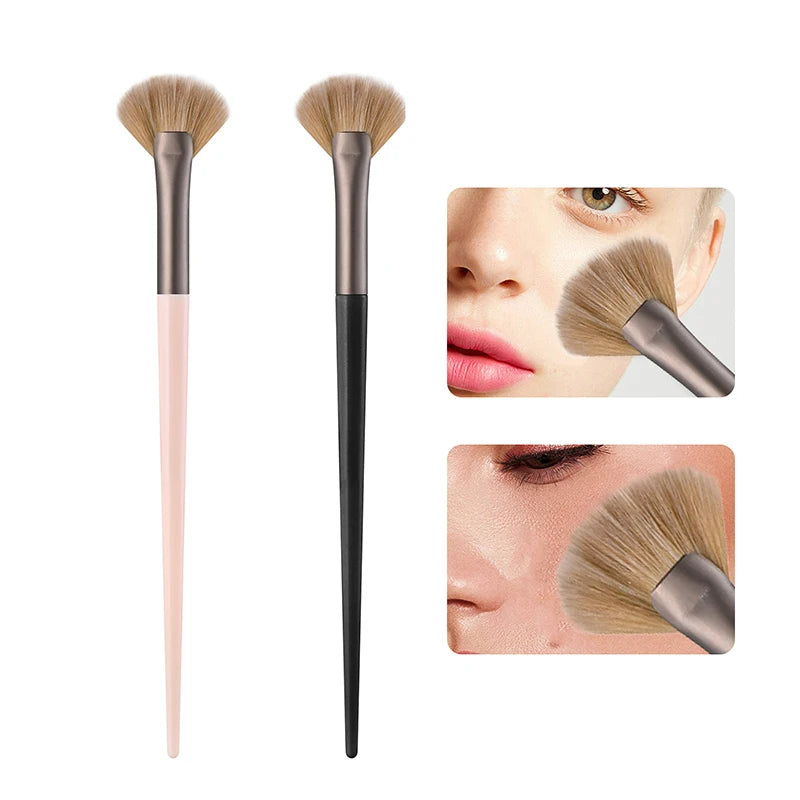 1 Slim Soft Facial Fan Brush Makeup Cosmetic Multi Use Mask Tool Qme