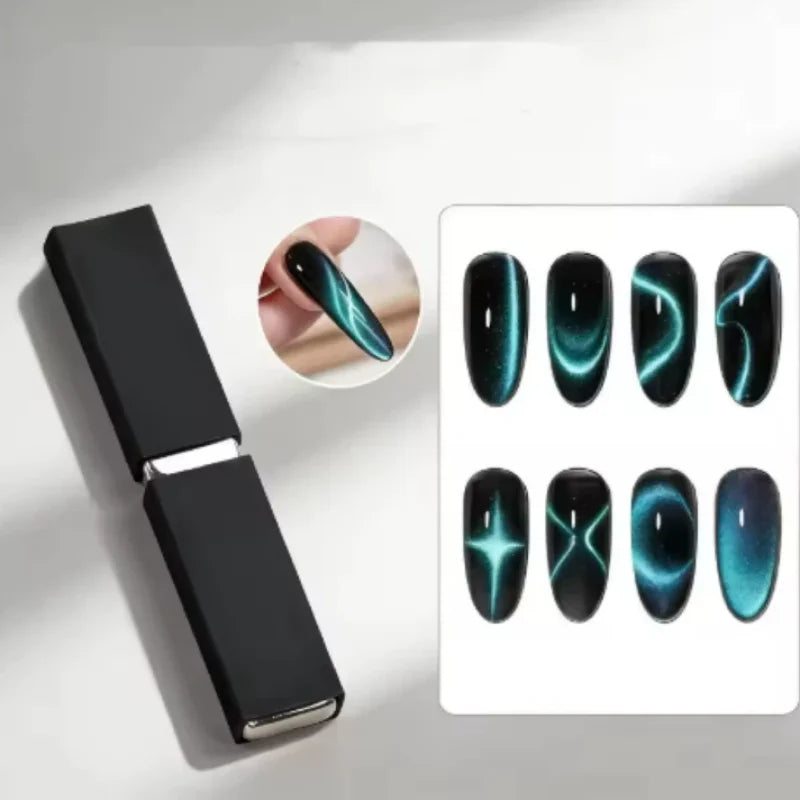 Strong Cat Eye Magnet Create Flowing Ribbon French Side Light Patterns Professional Nail Art Tool with Silicone Cover Qme