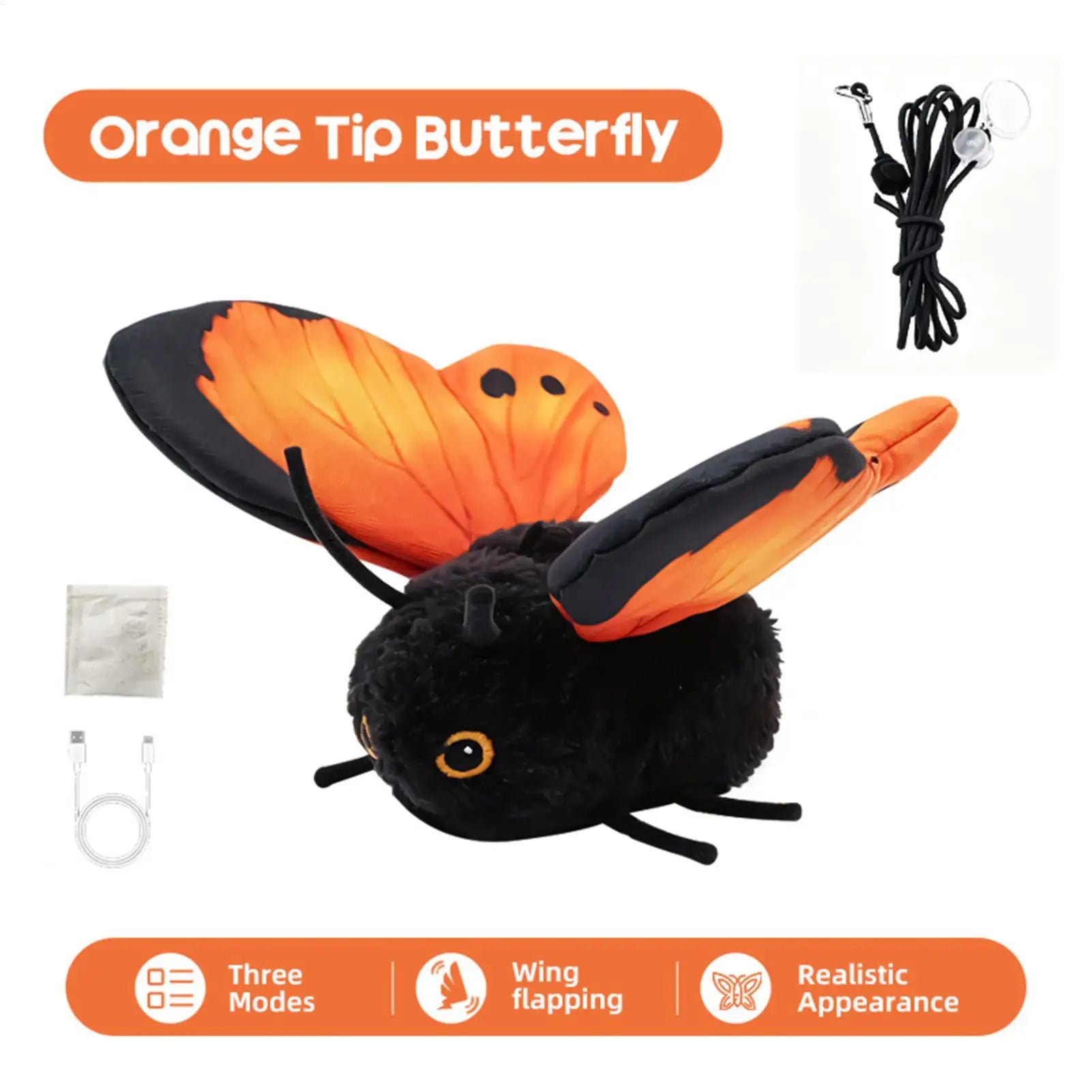 Indoor Cat Auto Toy Mental Physical Exercise Easy Mount Pet Teaser Cat Toy Butterfly for Small Medium Large Breeds Living Room Qme