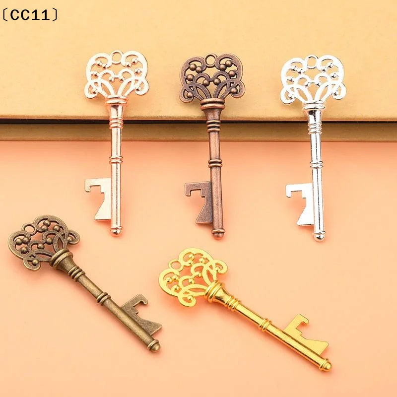 Creative Portable Vintage Key Shaped Alloy Keychain Beer Bottle Qme