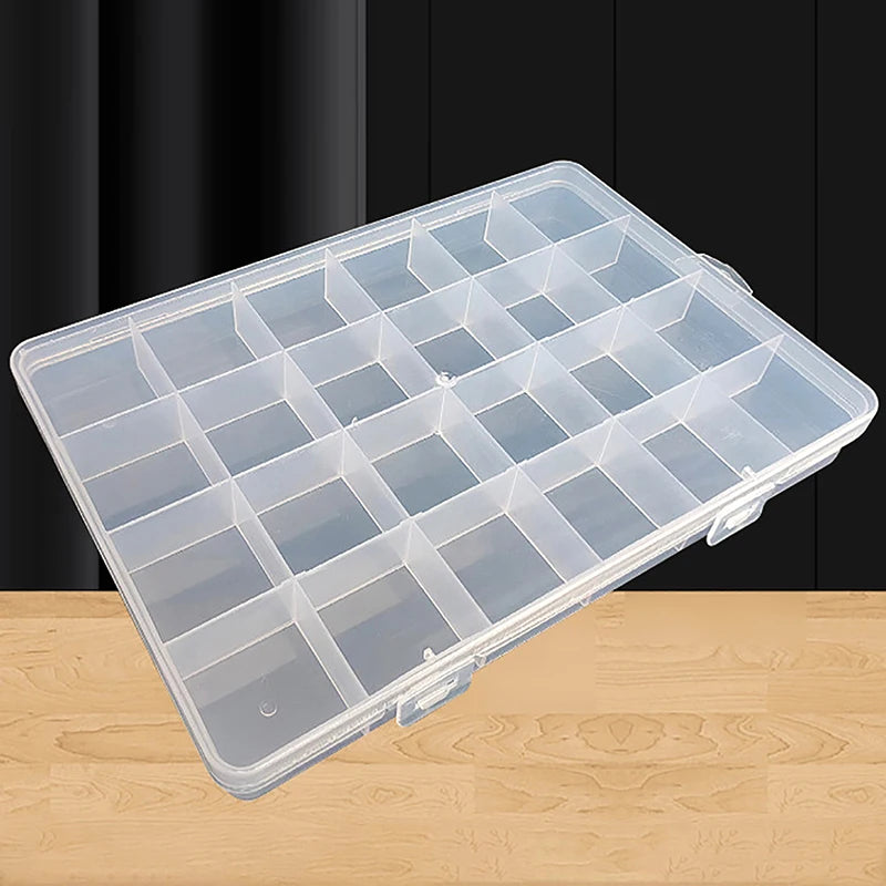 Earring Box Jewelry Rectangle Case 24Grids Plastic Storage Qme