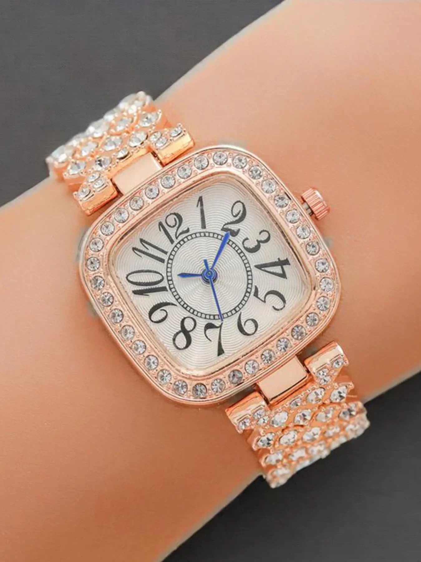 1pcs/set of square rhinestone alloy shell women's watch Starry Sky Fashion casual junior high school student watch Qme