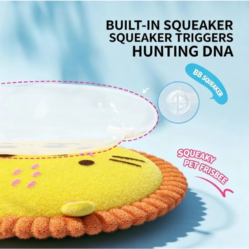 Dog Plush Toy Cartoon Flying Disc Toy Small Dog Teeth Grinding Toy Wear-resistant Bite-resistant Puppy Pet Product Qme