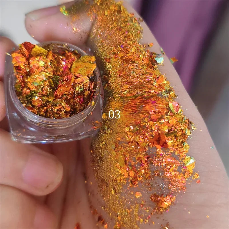 Ultra-Thin Waterproof Color Shift Holographic Eyeshadow Highlighter MultiChrome Shifting Pigments Duochrome Chameleon Eyeshadow Qme 03