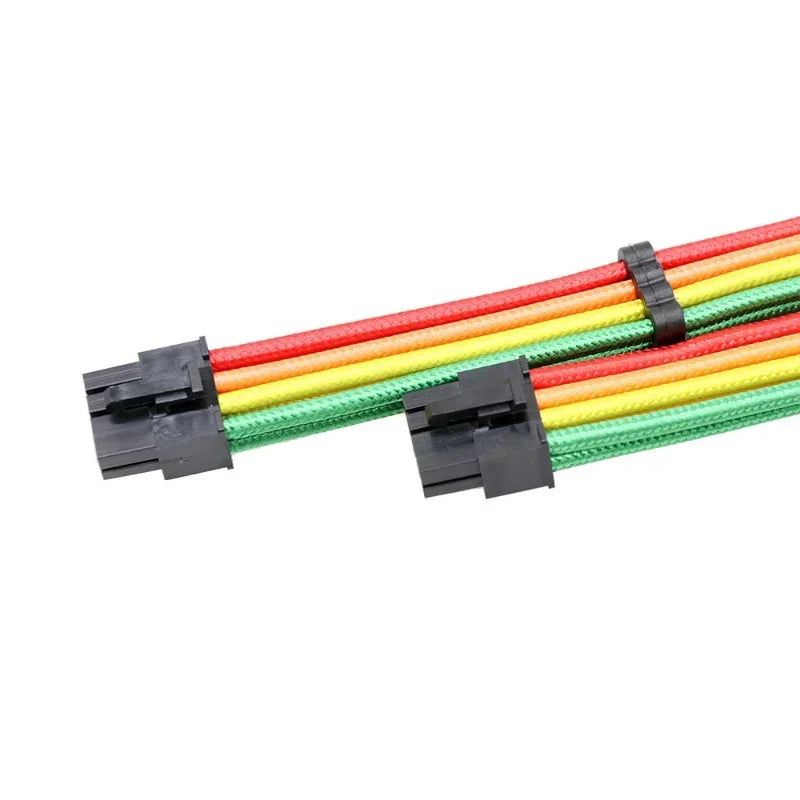 New ATX Standard 24Pin 8Pin Power Cord Adapter Converter Vga Line Graphics Card 6+2pin Rainbow Cotton Mesh Woven Extension Cord Qme