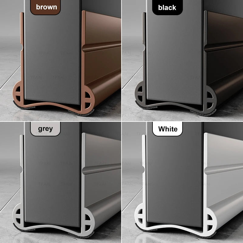 PVC Silent Door Seal Strip Flexible Door Bottom Gap Weather Strip Washable and Wear-resistant Sealing Strip with Under Brush Qme