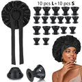 Heatless Curling Rods No Heat Overnight Styling Tool Women Natural Qme Black 21Pcs set