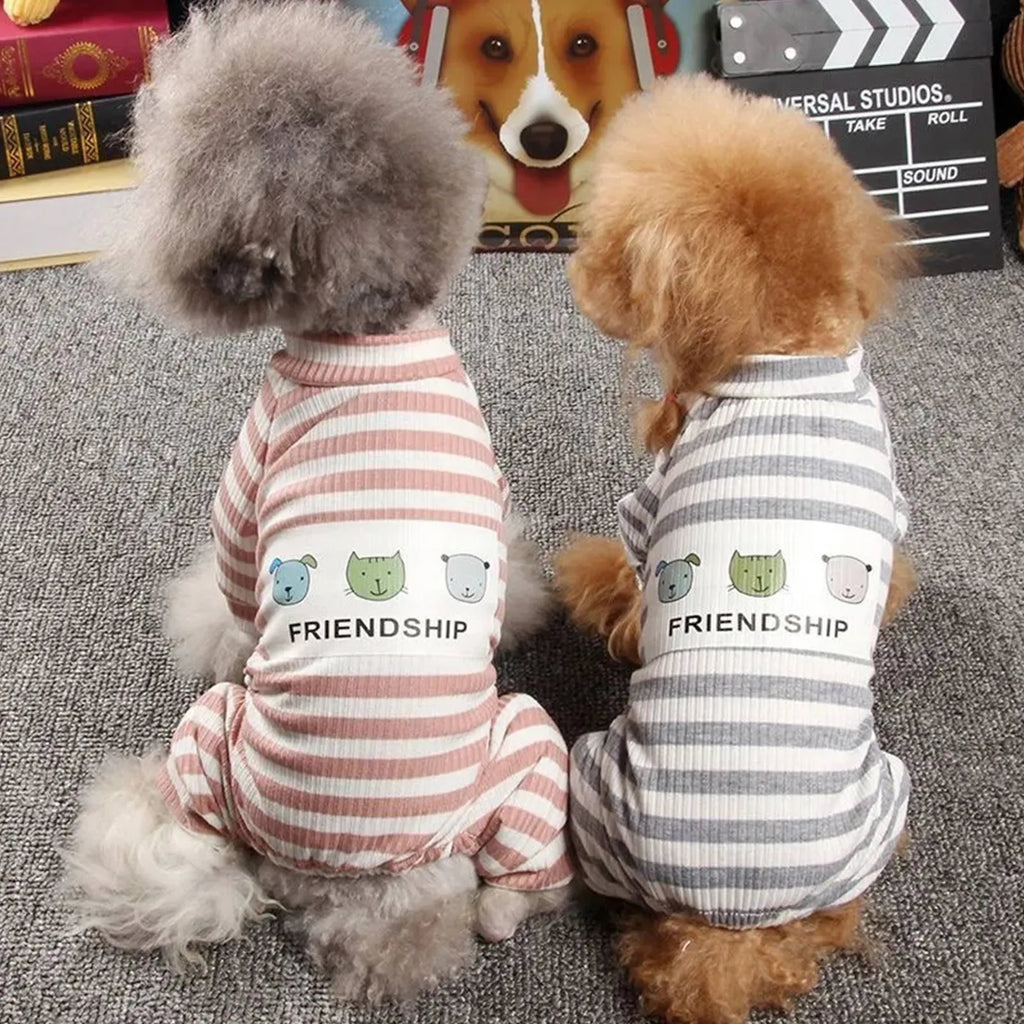 Cotton Dog Pajamas Stripe Classic Pet Jumpsuit Winter Dog Clothes For Small Dog Puppy Cat Costume Chihuahua Yorkie Poodle Outfit Qme