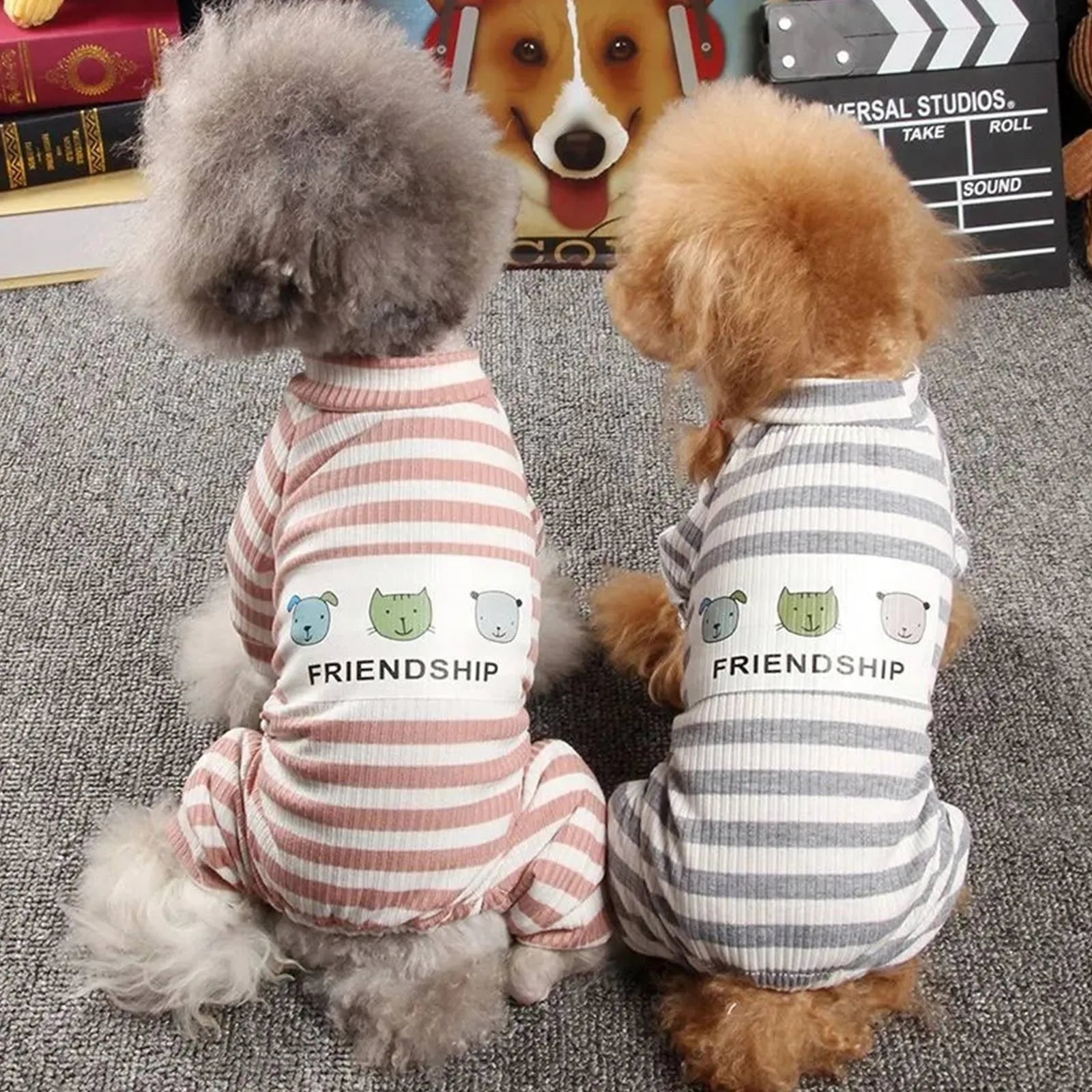 Cotton Dog Pajamas Stripe Classic Pet Jumpsuit Winter Dog Clothes For Small Dog Puppy Cat Costume Chihuahua Yorkie Poodle Outfit Qme