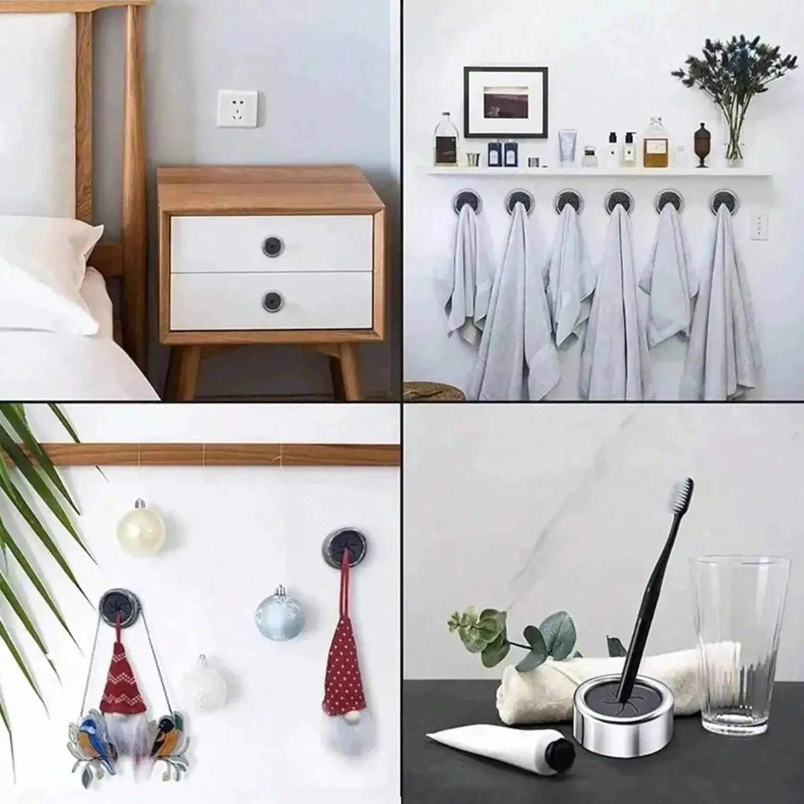 Dish Towel Hook 3 Round Dishcloth Organizer Self-adhesive No Drill Qme