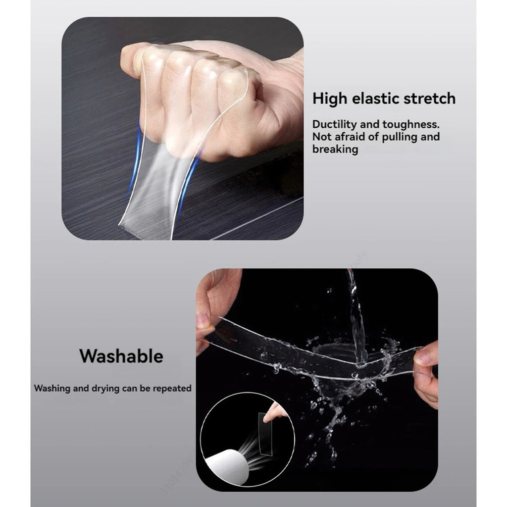 1m 2m 5m Nano Tape Double Sided Tape Transparent Reusable Waterproof Adhesive Strong Tapes Cleanable Kitchen Bathroom Supplie Qme