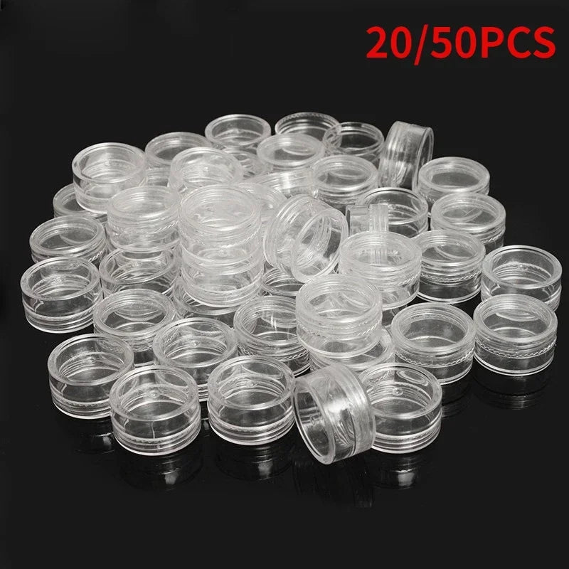 50/20/10pcs 2-5g Clear Cream Jar Mini Cosmetic Bottles Containers Transparent Pot For Nail Arts Small Clear Can Tin For Balm Qme