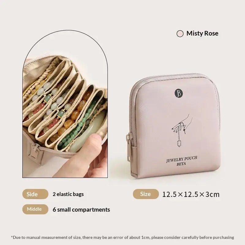 Waterproof 6-Layer Jewelry Storage Bag Portable Travel Jewelry Pouch for Necklaces Bracelets Rings Outdoor Vacation Use Qme A1