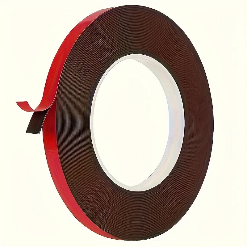 Strong Double-Sided Adhesive Tape - Adhesion Red Foam Tape for Securing Cables, Straps, Signs - Durable Hold on Smooth Surfaces Qme