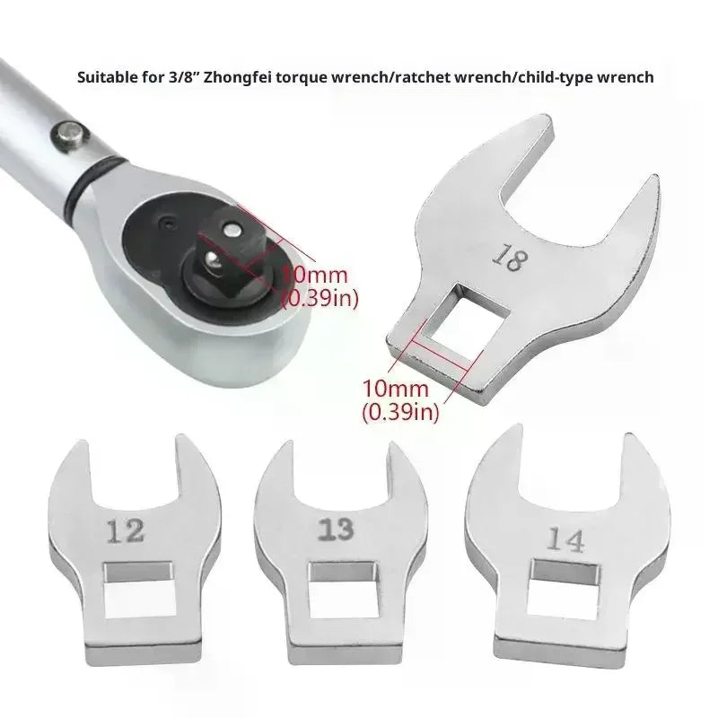 8Pcs 3/8 Inch Interchangeable Handle Bull Head Ratchet Wrench Set Medium Drive L-Shaped Horn Spanner Accessories Qme