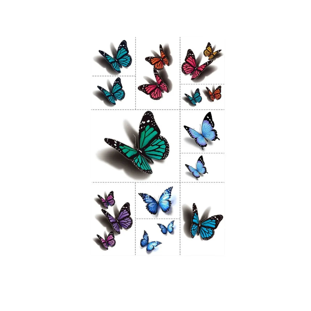 3D Color Gradient Butterfly Temporary Tattoo Stickers, Ins Style Realistic Body Art for Stomach & Arm, Waterproof Fake Tattoo Qme