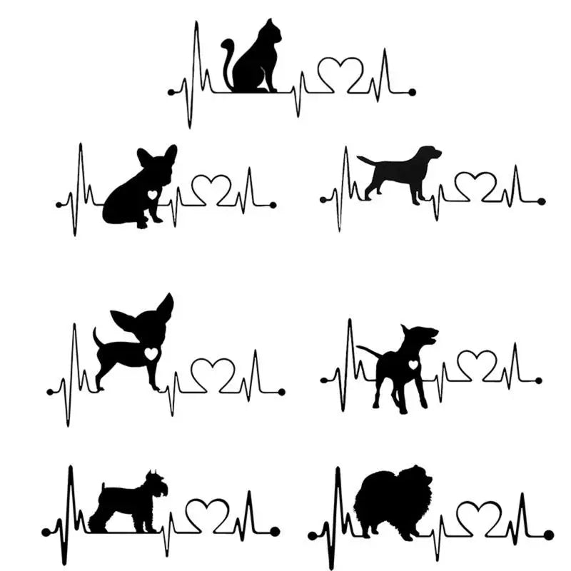 Car Sticker Pet Cat Heartbeat Lifeline Creative Truck Automobiles Qme