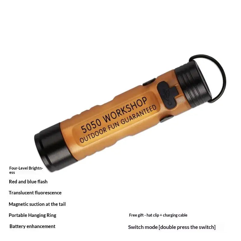 Pocket Mini Flashlight Outdoor Key Clip Cap Ambient Led Long Qme Yellow