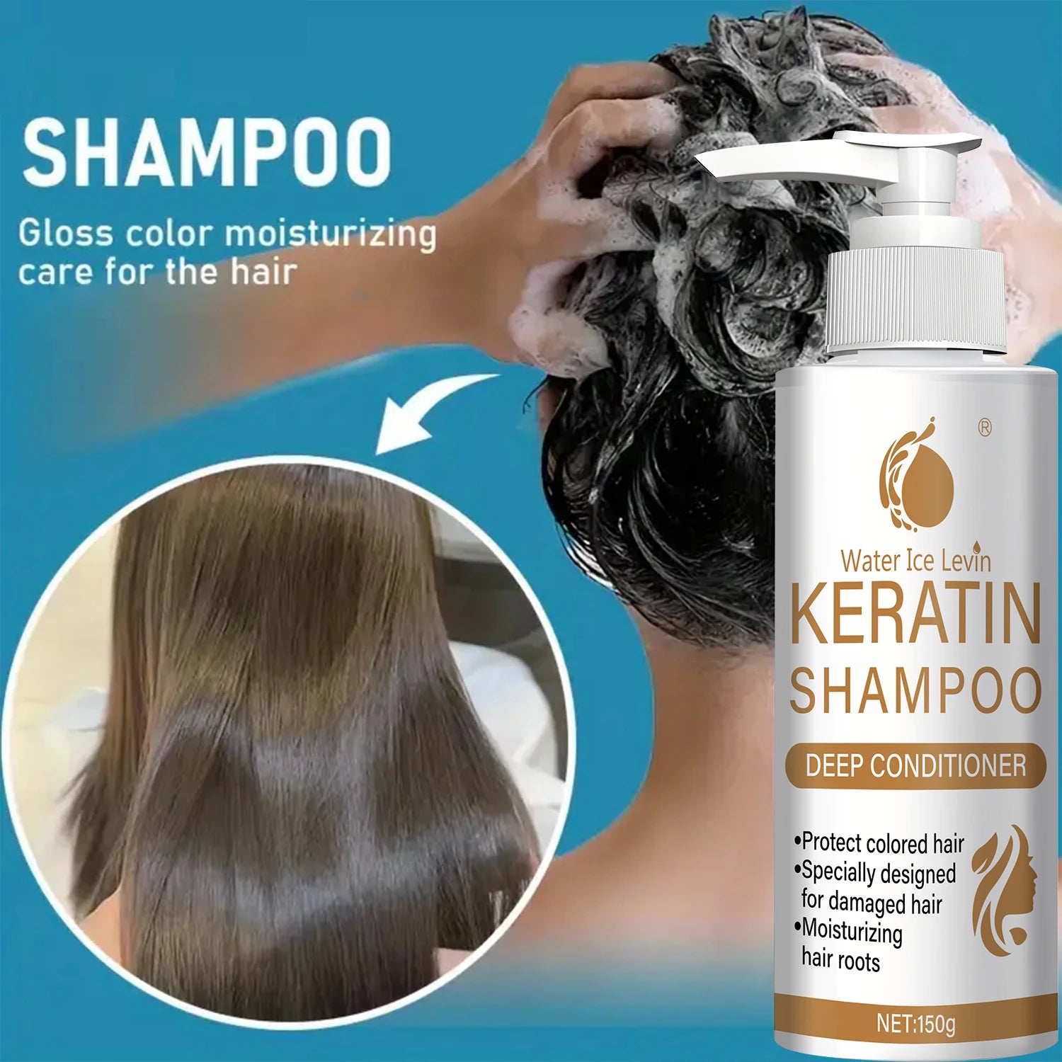 Repairing Keratin Shampoo with Biotin & Collagen for Damaged Hair - Deep Moisturizing & Color Protection. Qme