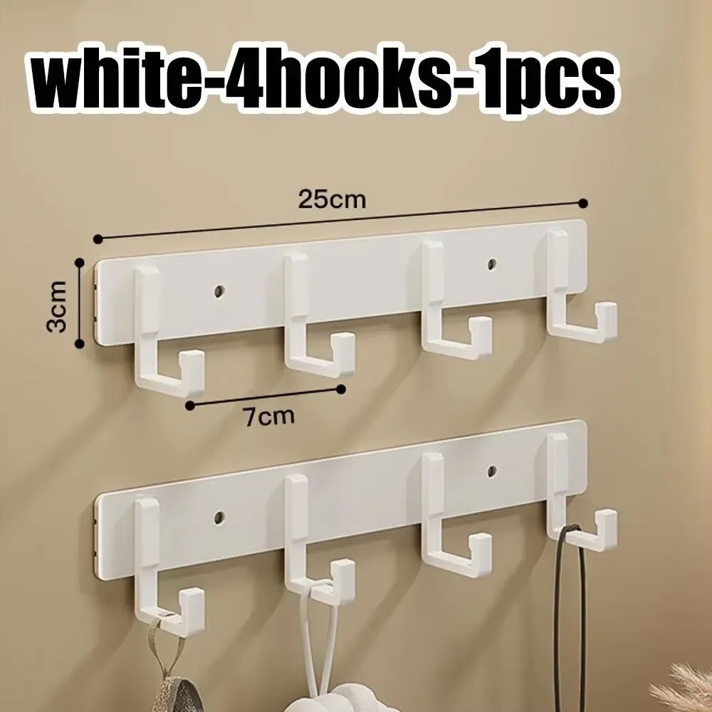 Moisture Isolation Aluminum Alloy Wall Hook Easy Clean Design for Laundry Room Cleaning Tool and Sundry Wall Hanging Arrangement Qme white-4hooks-1pcs