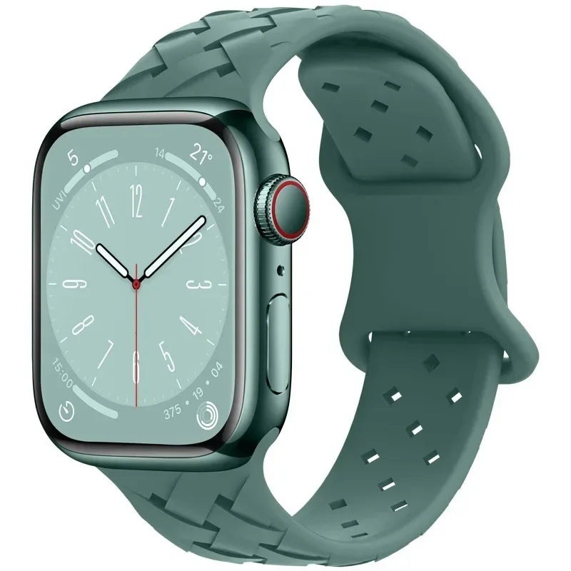 Strap for Apple Watch Band Ultra 49mm 44mm 40mm 45 Mm 41mm 38mm 42mm Sport Silicone Woven Loop Bracelet IWatch Series 8 7 6 3 Qme Pine green 42 44 45 49mm
