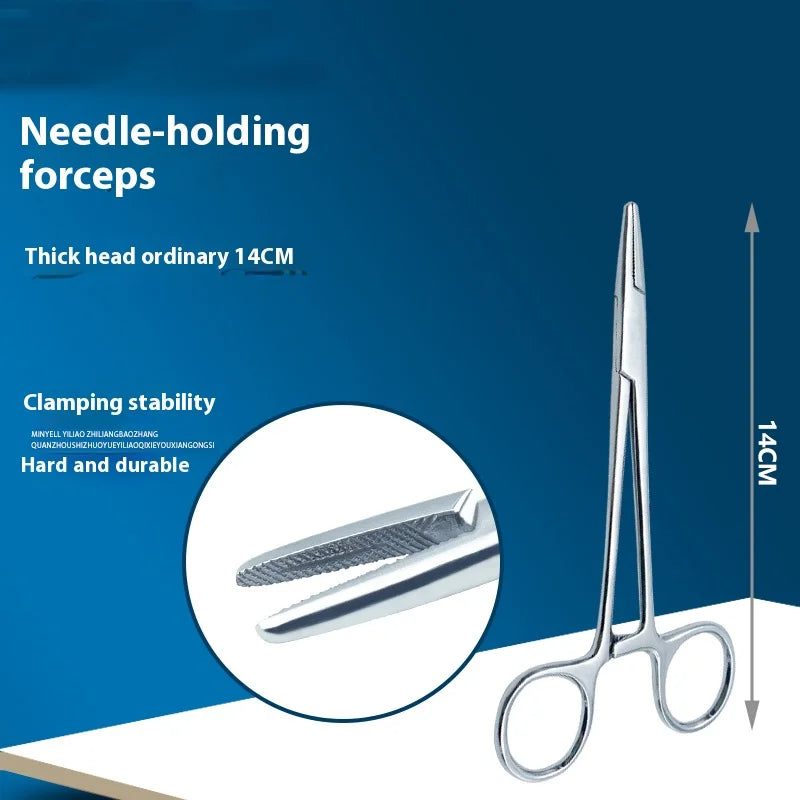 Medical Stainless Steel Needle Holding Forceps Gold Handle Thick Head Qme h