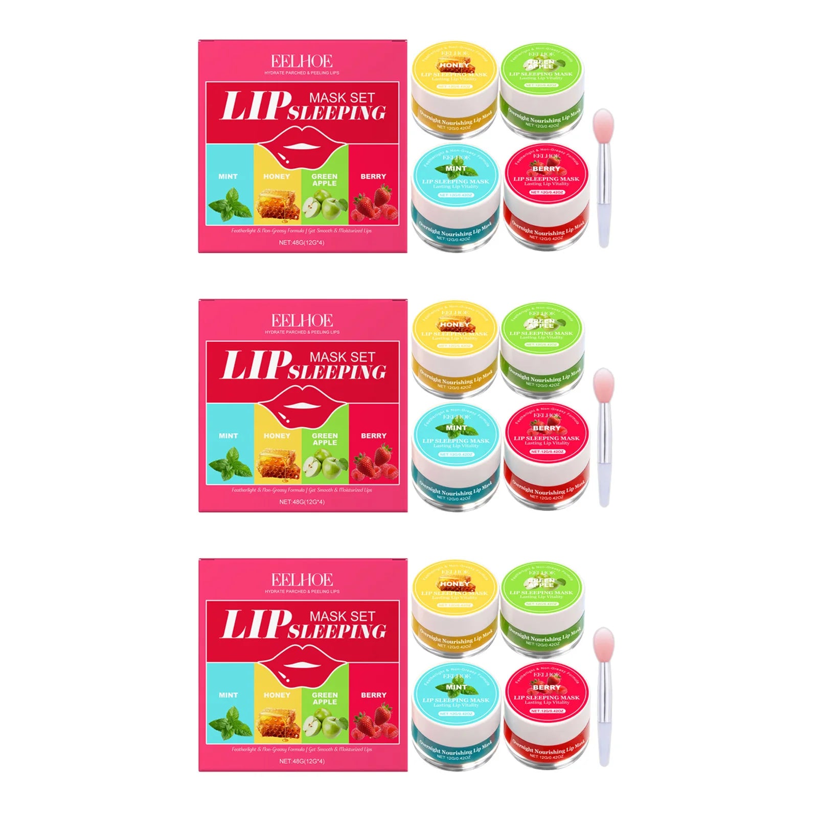 Lip Sleeping Mask Set Moisturizing Refreshing Non-sticky Anti-Cracked Lip Mask Pre-makeup Lip Base Dry Lip Rescue Mask Qme 3sets boxed