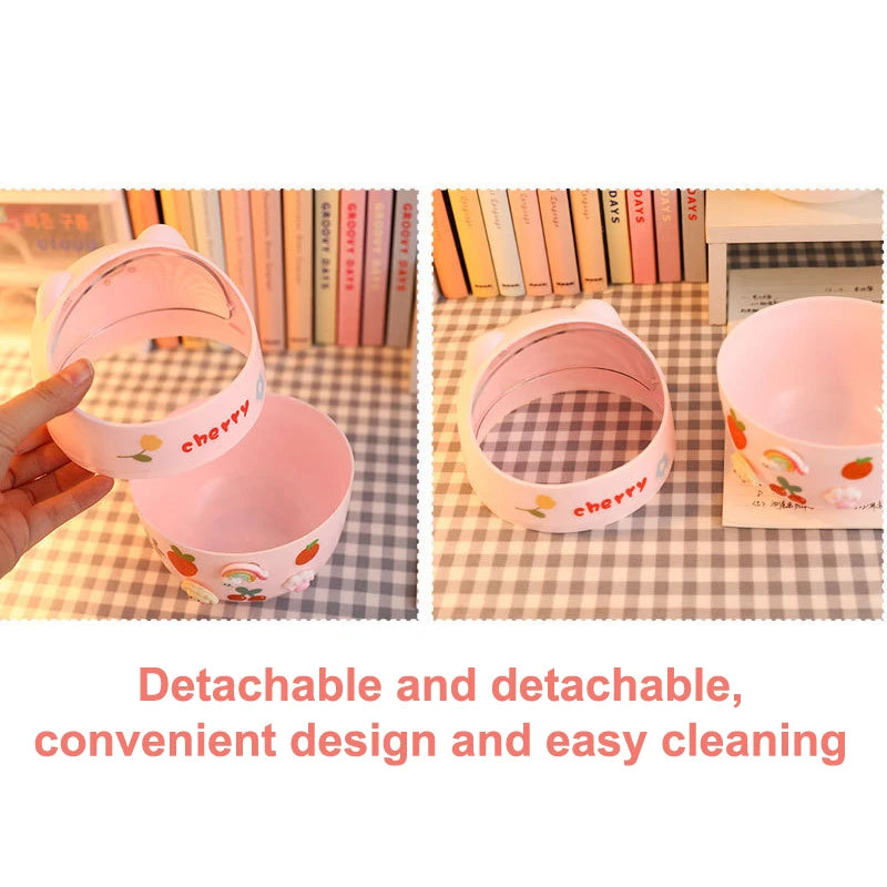 Lid Trash Can Small Pen Holder Give Sticker Mini Kawaii Bedroom Desk Qme