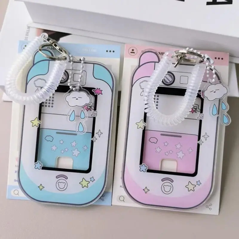 Cute Camera Shaped Clear Photocard Holder Acrylic Material Coil Qme