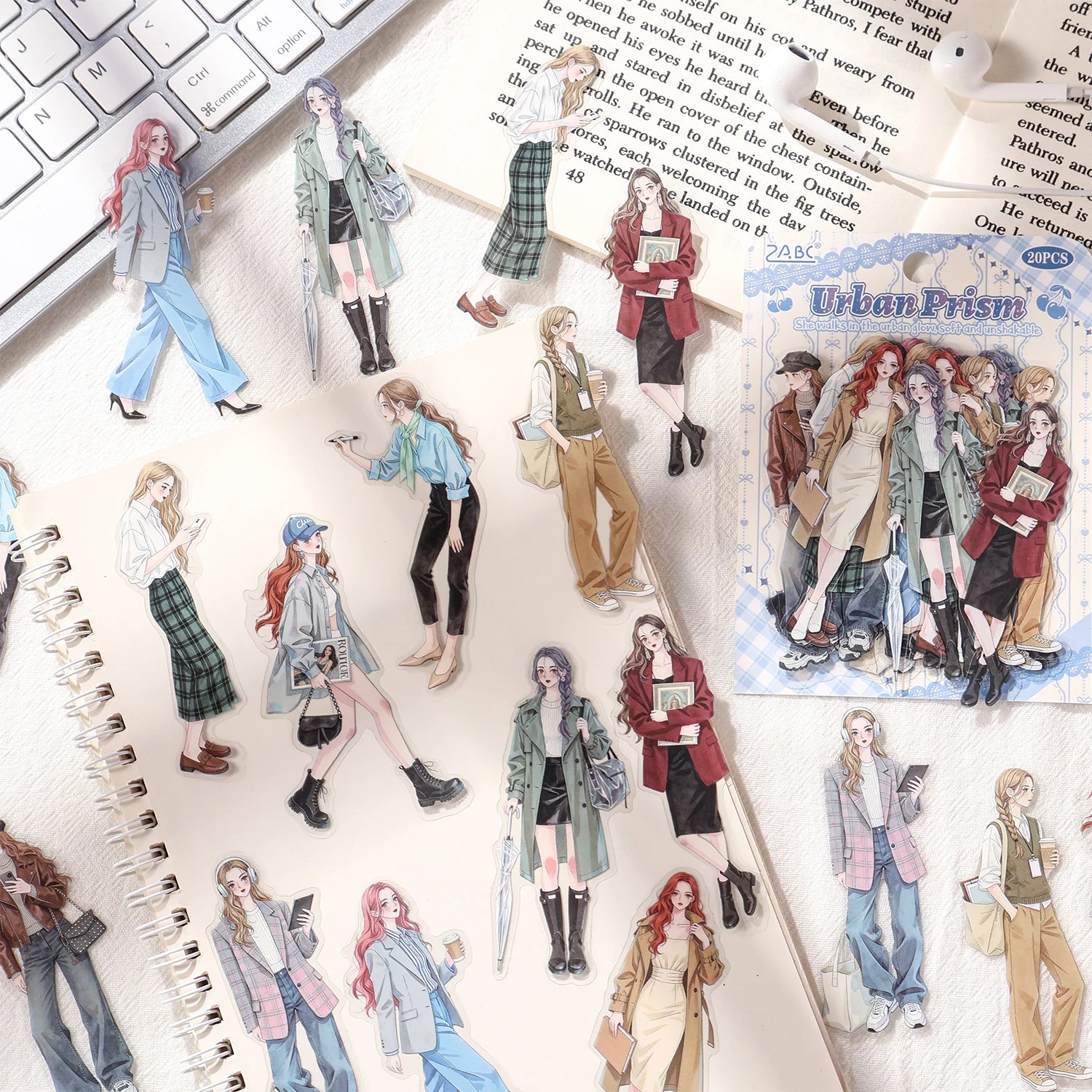 Multi-Scene Outfit Figure Stickers, Art Supplies for Photo Frames & Albums, Decor Stickers for Junk Journals Qme