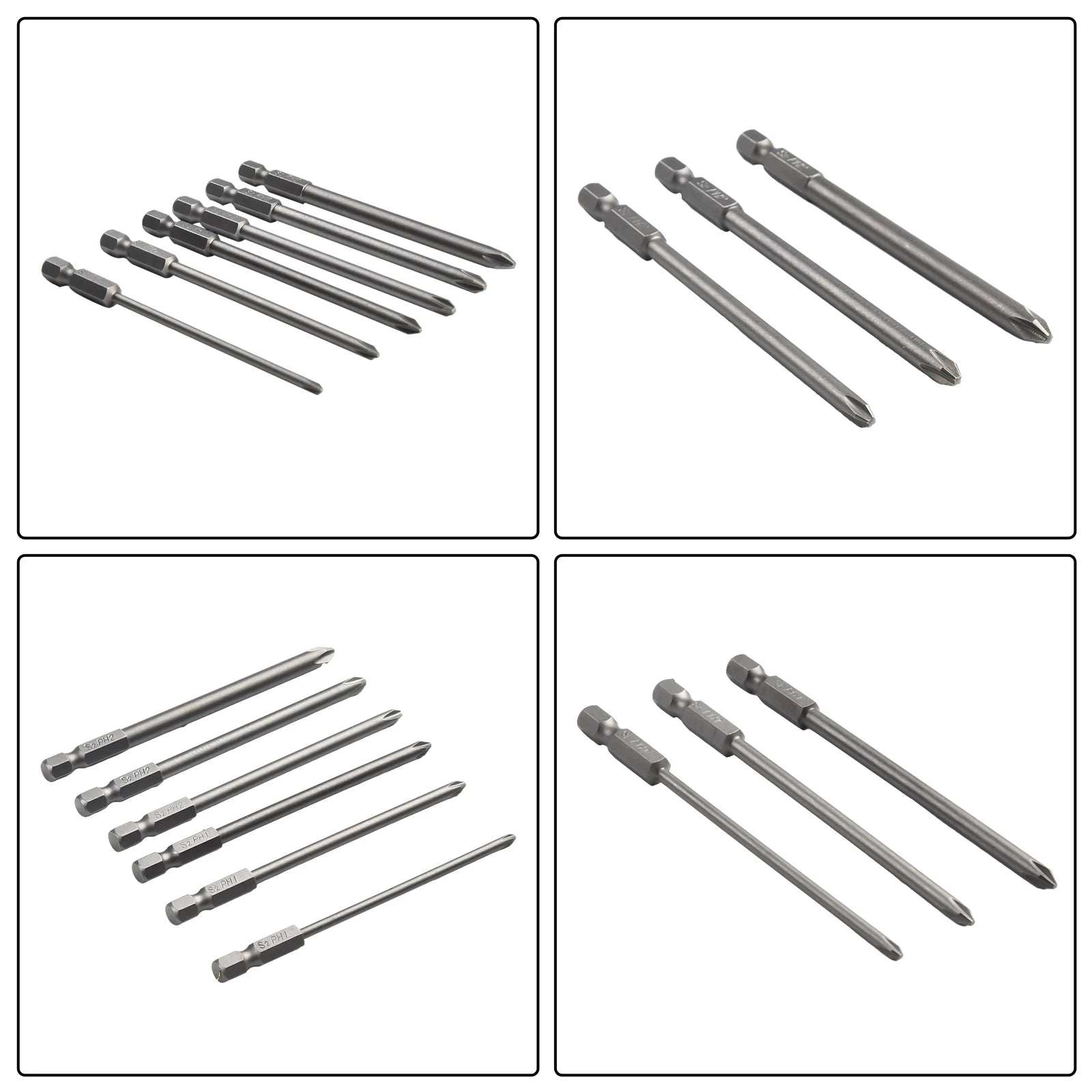 6Pcs/ Set 100mm Long 1/4'' Shank Screwdriver Bits Steel Magnetic Hex Cross Head Screw Driver Screwdriver Bit Hand Tool Qme