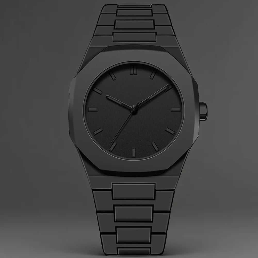 2026 2026 Spring New Men's Watch Light Luxury, niche luxury, minimalist fashion, quartz watch with black large dial Qme Tie Pin - Black