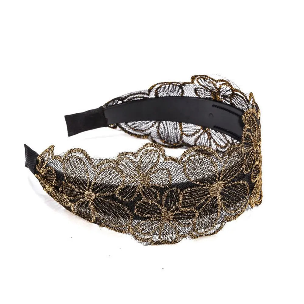 Retro Simple Summer Lace Flower Wash Face Women Hair Hoop Korean Wide Qme C